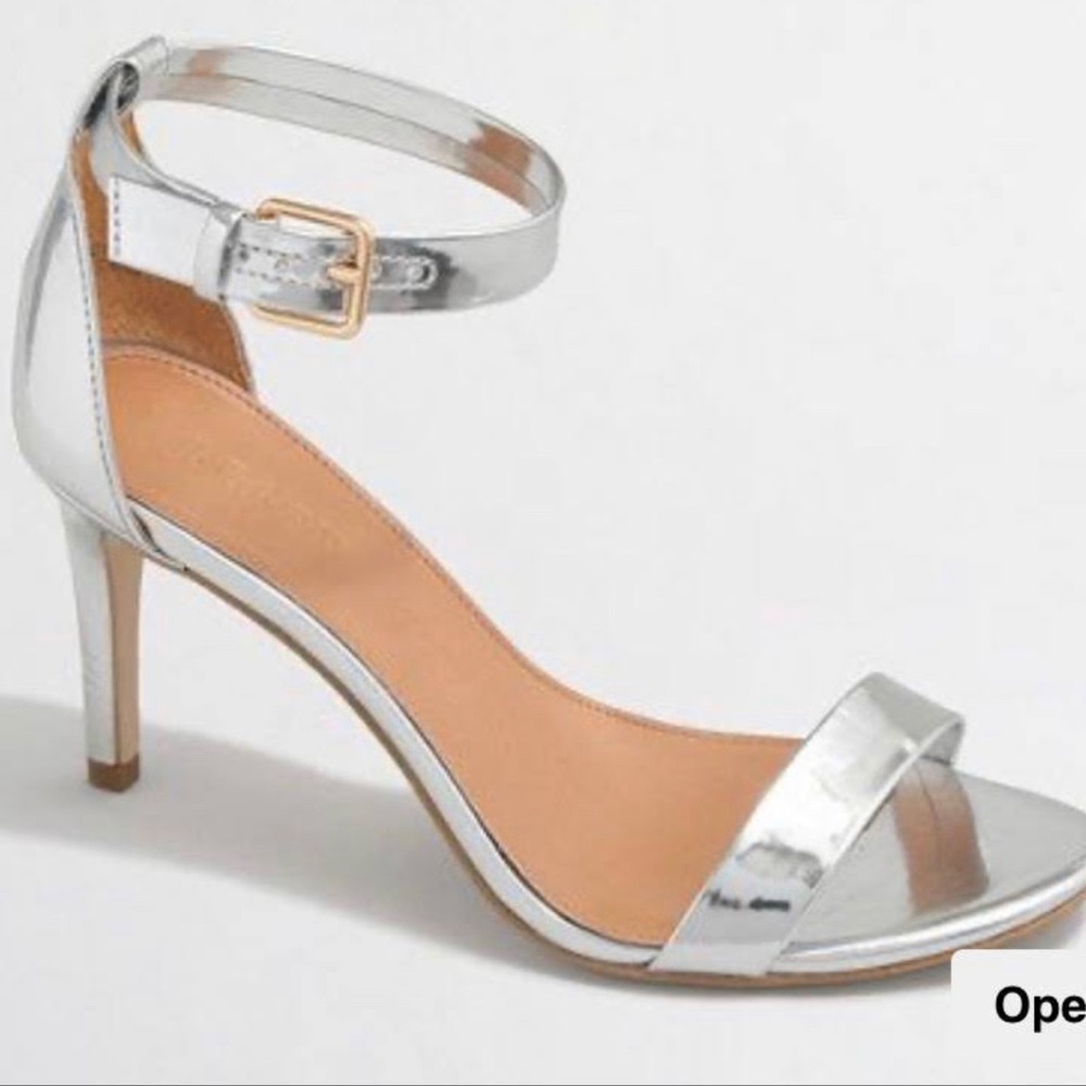 J. Crew Metallic Silver Heels